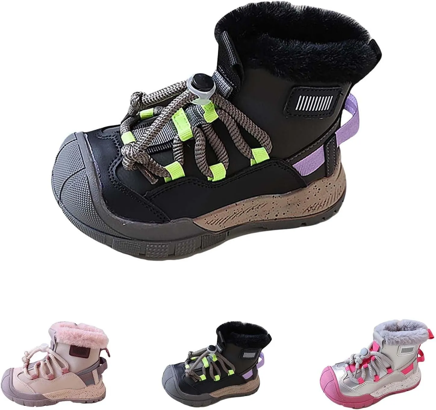 Toddler Kids Snow Boots Warm Comfortable Non Slip Mid Calf Outdoor Cozy Soft Platform Shoes with Adjustable Strap