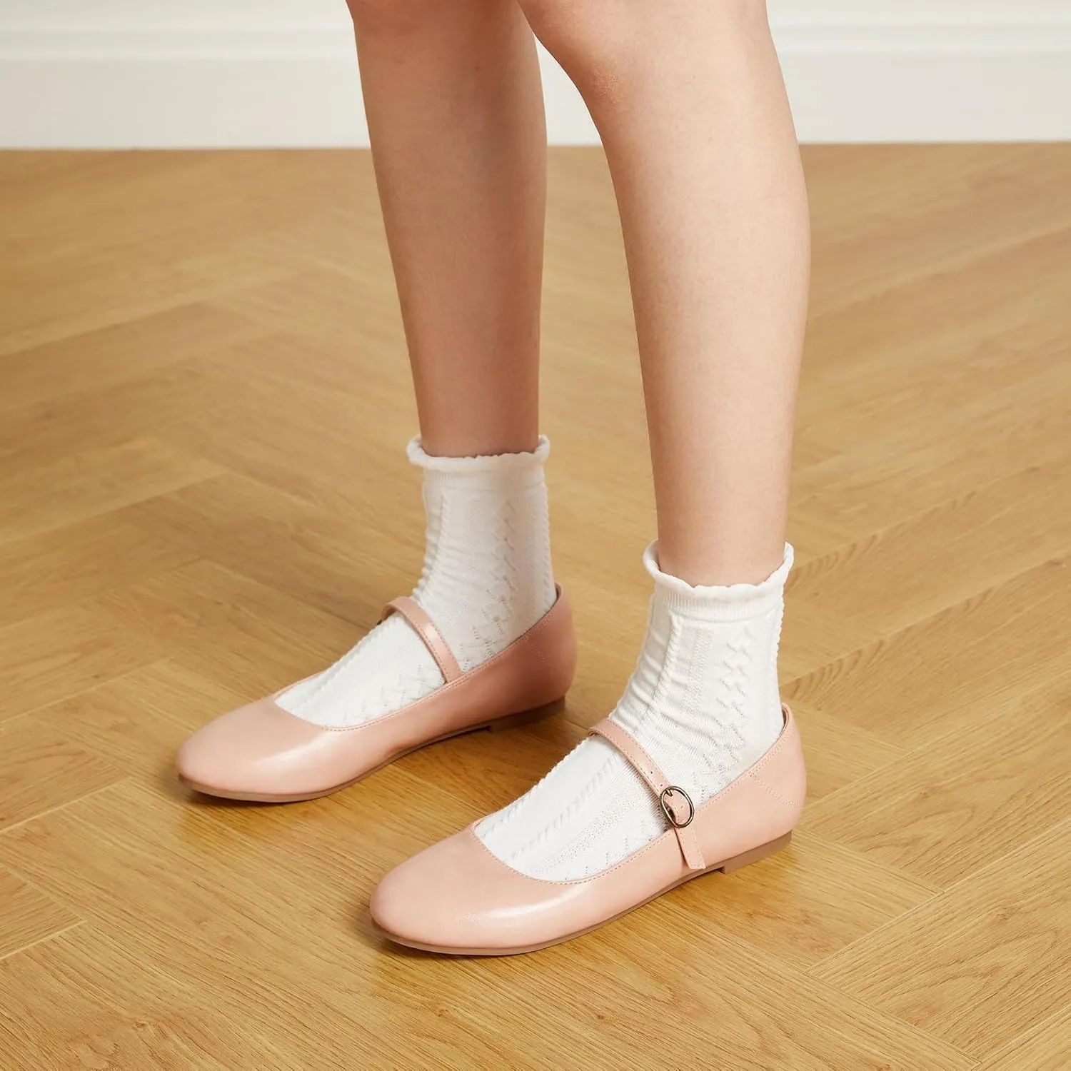 Trary Mary Jane Ballet Flats, Black Flats for Women, Ankle Strap Dressy Comfortable Flats