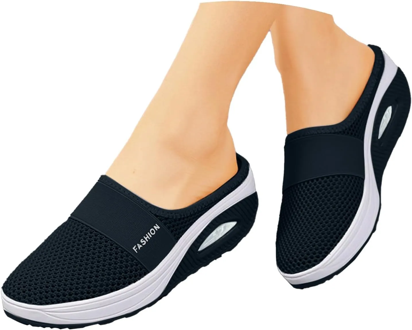 Womens Easy Slip On Slides Walking Wedges Sandals Orthopedic Slippers with Arch-Support Mesh Breathable Beach Slippers
