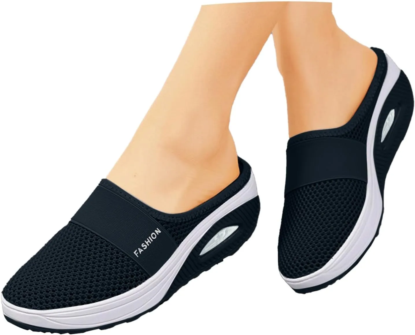Womens Easy Slip On Slides Walking Wedges Sandals Orthopedic Slippers with Arch-Support Mesh Breathable Beach Slippers