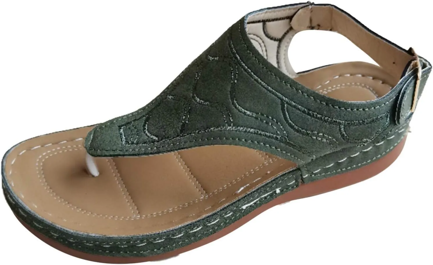 Women's Flip Flops Open Toe Summer Wedge Sandals Beach Sandals Causal Shoes Comfortable Sandals (Green, 9.5-10)