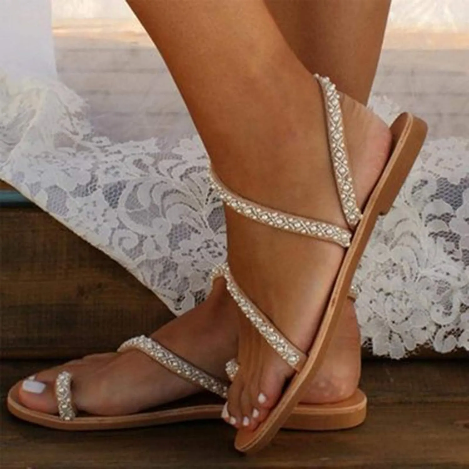 Women's Open Toe Bohemian Sandals Comfortable Ankle Strap Outdoor Walking Shoes Breathable Open Toe Sandals