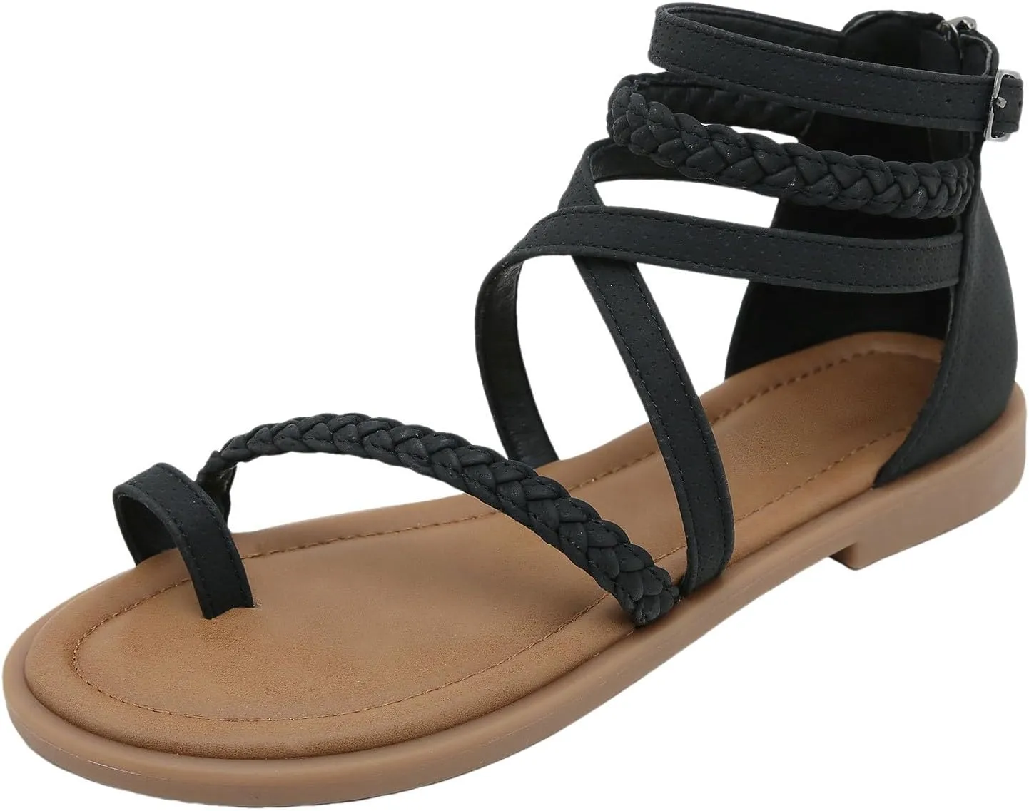 Women's Strap Flat Flip Flops with Arch Support 2025 Summer Fashion Open Toe Casual Backless Fish Mouth Ring Toe Bohemian Comfortable Sandals Casual Comfortable Summer Backless Mules Adjustable Slide